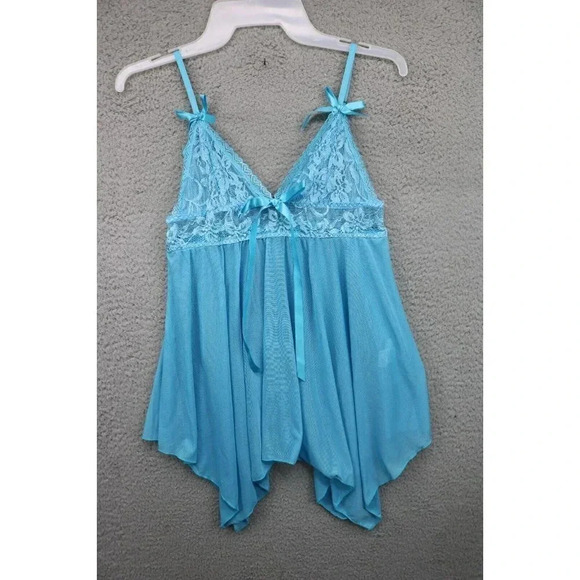 Avid Love Light Blue Babydoll Lingerie-Size Small-Asymetrical Hem - Picture 1 of 7